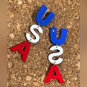 USA 4th of July earrings red, white and blue